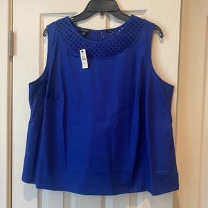 NWT Talbots blue stretch tank w/detail around neck